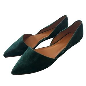 J. Crew Zoe D' Orsay Emerald Green Suede Flat Shoes sz 9.5